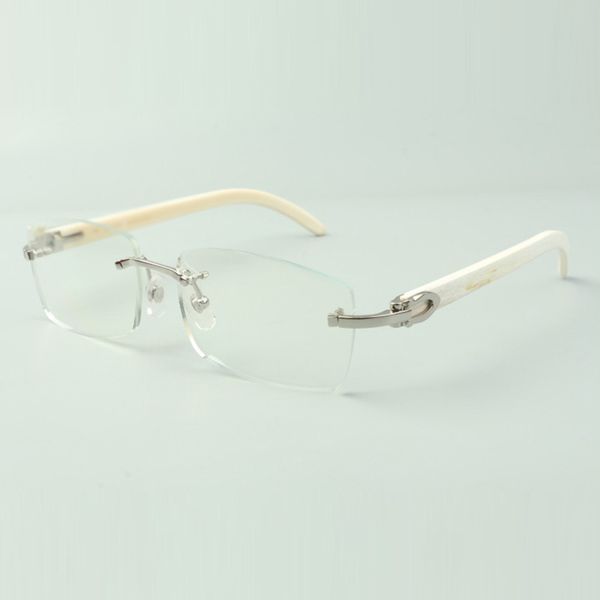 Monture de lunettes Buffs 3524012 avec des bâtons de cornes de buffle blanc naturel et des lentilles de 56 mm