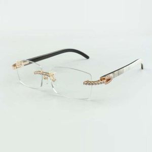 montures de lunettes de soleil sans fin buffs diamants 3524012 avec jambes en cornes de buffle hybrides naturelles et lentille de 56 mm