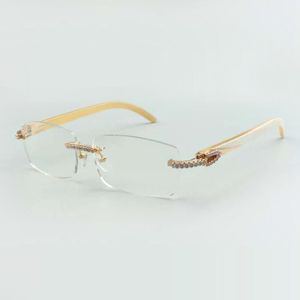 Monture de lunettes en métal diamant moyen design unisexe 3524012 branches en corne de chamois blanc naturel, taille : 36-18-140 mm