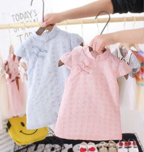 2021 Nieuwe zomer kinderen meisjes jurken traditionele chinese stijl kant cheongsam elegante baby meisjes qipao prinses jurk kleding q0716