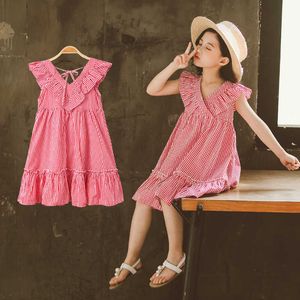 2021 New Summer Girls Dress 12 Vêtements pour enfants 11 Vêtements 10 Enfants 9 Mode Vest Net Yarn Robes 8 Enfants 7 6 5 Ans Q0716