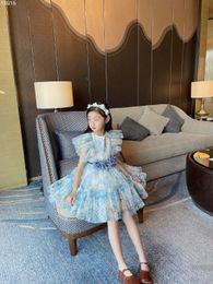 Nouvelle robe d'enfants d'été Vêtements pour les enfants pour bébés filles robe de fleur en dentelle enfants vêtements fille mode robe mignonne avec ceinture