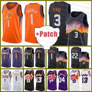2021 New Suns Basketball Jersey Devin 1 Booker Chris 3 Paul Deandre 22 Ayton Steve 13 Nash Charles 34 Barkley Grey Gradient