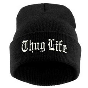 2021 NOUVEAU THUG LIFE Black Letter Beanie Unisexe Mode Hip Hop Hommes Bonnets Bonnets tricotés pour femmes Skullies Gorros Bonnets Y21111