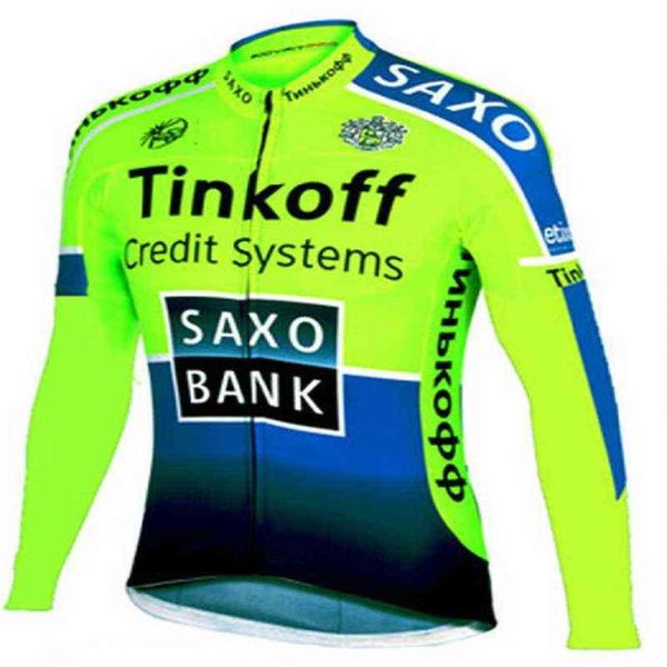 2021 Nouveau Tinkoff Maillot de cyclisme à manches longues Ropa Ciclismo Team Automne Vêtements de vélo Chemise de vélo Maillot VTT Vêtements Jacke H22042221q