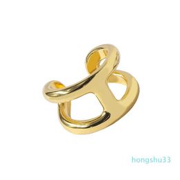 Anillos de amor de acero inoxidable y titanio para hombre y mujer, joyería para parejas, anillos abiertos con letras H simples, Bague321K, novedad de 2021