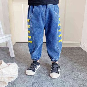 2021 nouveau bambin garçons jean automne enfants coréen côté lettre imprimer jean décontracté ample Denim pantalon pour garçons enfants bébé pantalon G1220