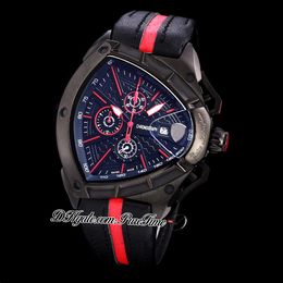 2021 NOUVEAU TONINO SPORTS Voiture de Sports Swiss Quartz Chronographe Hommes Montre PVD Acier Noir Noir Marqueurs rouges Dynamique Sports Sports Cuir PureTime Z01A1