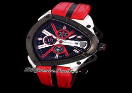 2021 Nieuwe Tonino Sports Cars Vee Zwitsers Quartz Chronograph Mens Bekijk twee toon PVD Black Dial Dynamic Sports Red Leather Puretime 4609006