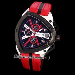 2021 Nieuwe Tonino Sports Cars Vee Zwitsers Quartz Chronograph Mens Bekijk tweekleurige PVD Black Dial Dynamic Sports Red Leather Puretime 301K