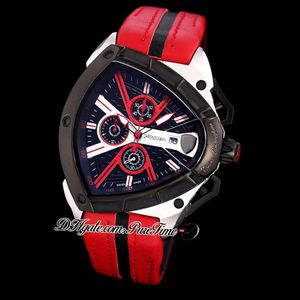 2021 Nuevo Tonino Sports Car Cattle Swiss Quartz Chronograph Reloj para hombre Two Tone PVD Black Dial Dynamic Sports Red Leather Puretime 337v