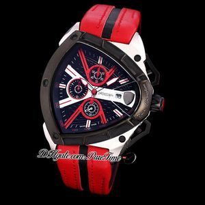 2021 Nieuwe Tonino Sports Cars Vee Zwitsers Quartz Chronograph Mens Bekijk twee toon PVD Black Dial Dynamic Sports Red Leather Puretime 303e