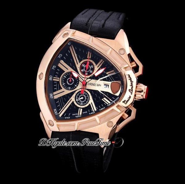 2021 New Tonino Sports Car bétail Swiss Quartz Chronograph Mens Watch Rose Gold Black Gold Dynamic Sports Red Le cuir Puretim9338853