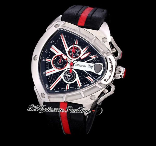 2021 New Tonino Sports Car bétail Swiss Quartz Chronograph Mens Watch Arear Black Blanc Dynamic Sports Red Le cuir Puret1018143