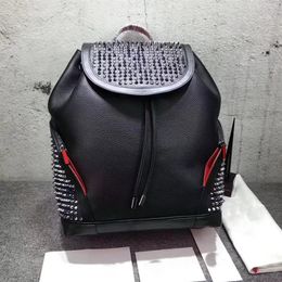 2021 Nouveau top femmes hommes en cuir véritable école sac à dos top sacs à pointes en peau d'agneau de marque avec des sacs à main de couleur cristal noir Sport Ba288T