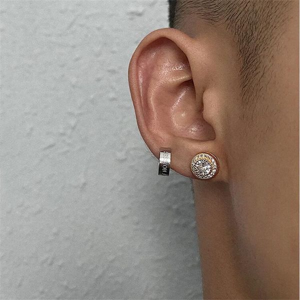 2021 nouvelle marque à la mode Hip Hop goujon plein diamant Zircon boucles d'oreilles rondes rue mode sauvage oreille bijoux accessoires