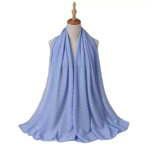 2021 Nieuwe Trendy Vrouwen Chiffon Geplooide Plaid Sjaals Wrap Hijab Effen Kleur Hoofdband Moslim Sjaal Tulband Hoofdsjaal Groothandel