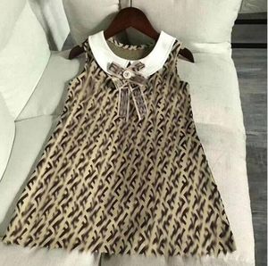 Vestido sin mangas de diseñador para niñas con pajarita Letras Verano Impreso Chica Chaleco Vestidos Ropa Niños Princesa Faldas