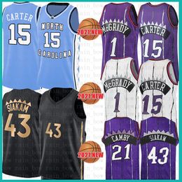 2021 New Vince 15 Carter Basketball Jersey Pascal 43 Siakam Hommes Kyle 7 Lowry Mesh Retro Tracy 1 McGrady Jeunesse Enfants Marcus 21 Camby Violet