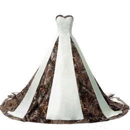 Vintage elegante camo trouwjurk plus size lieverd 2021 een lijn corset rug kralen applique grote trein vestidos de noiva