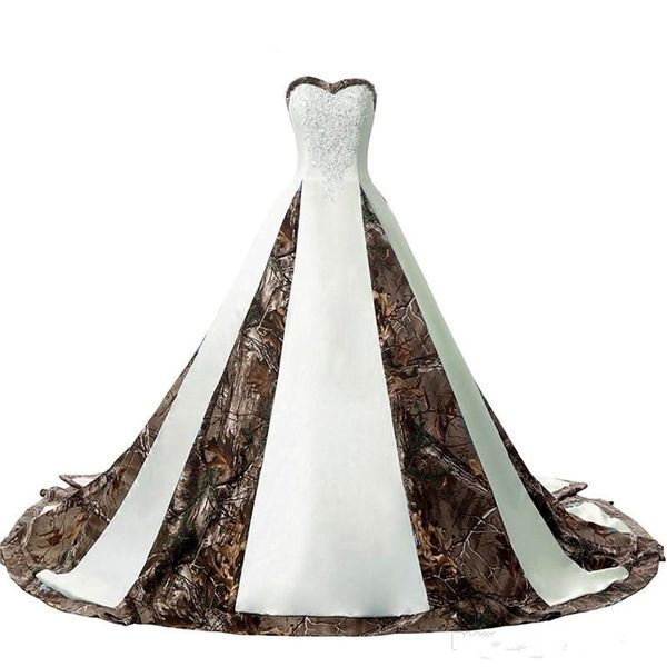 Vestido De novia De camuflaje elegante Vintage De talla grande escote corazón 2021 corte A corsé apliques con cuentas en la espalda tren grande Vestidos De novia