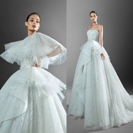 2021 Nieuwe Trouwjurken Strapless Kant Bruidsjurken met Wrap Zuhair Murad Vestidos de Novia Luxe Trouwjurk