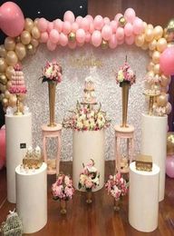 2021 Nouveau blanc rond décoration de gâteau table de gâteau de gâteau de piédestal chylindre du bricolage décorations de mariage 268K1551636