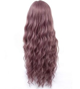 2021 nueva peluca Europa y los Estados Unidos moda peluca mujer versátil ocio pelo largo y rizado PINK senior fibra de seda de alta temperatura headse