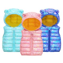 2021 Nieuwe Winter Warm Girls Vest Kleurrijke zware dikke jas voor Baby Girl Kids Vesten 4 Kleuren Peuter Kinderkleding J220718