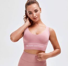 2021 new women T-Shirt sports underwear women's tight-fitting shock absorption beauty back yoga vest running fitness bra shirt