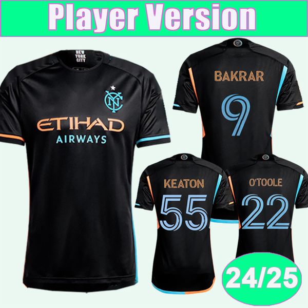 2024 25 New York City FC Soccer Jerseys Version Joueur Hommes BAKRAR S.RODRIGUEZ MIJATOVIC KEATON ILENIC Away Noir O'TOOLE Chemises de football à manches courtes Uniformes pour adultes