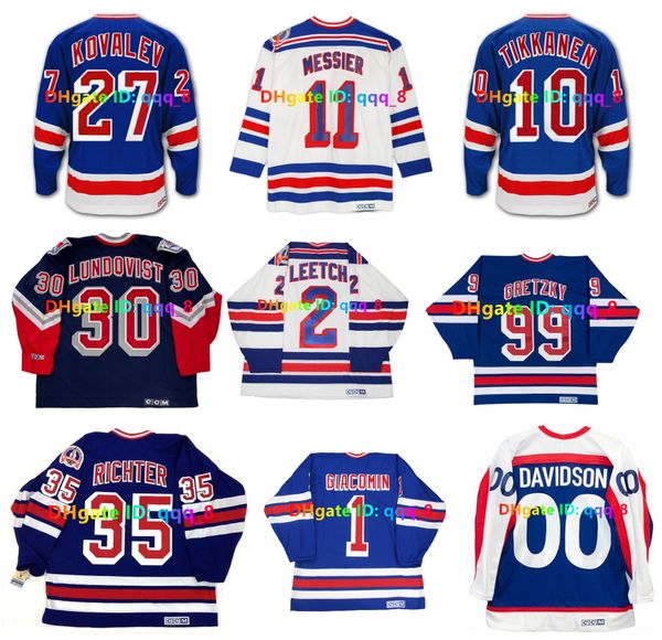 Mark Messier Brian Leetch Wayne Gretzky 1994 Stanley Cup CCM Throwback Ranger Hockey Jersey Henrik Lundqvist Adam Graves Barry Beck Brad Park Alex Kovalev Size S-4xl