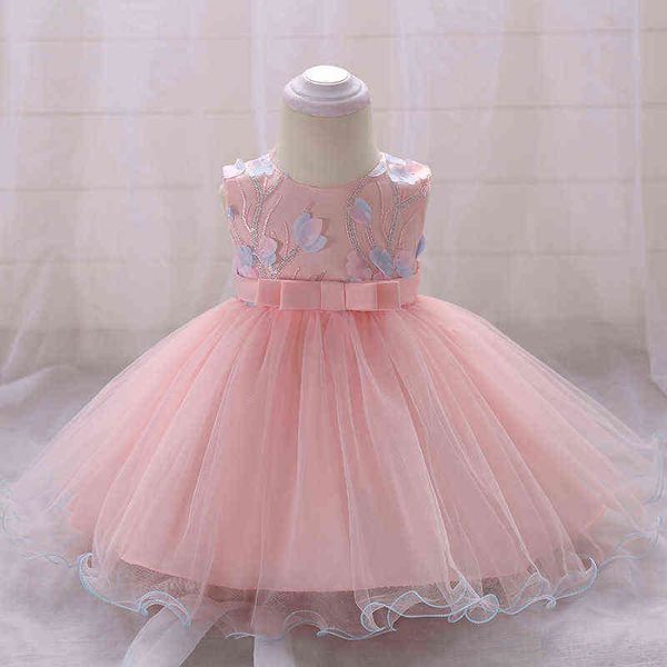 2021 nouveau-né infantile fille 1er anniversaire robe pour bébé fille vêtements robe dentelle princesse robes fleur fête enfant 3 12 mois G1129