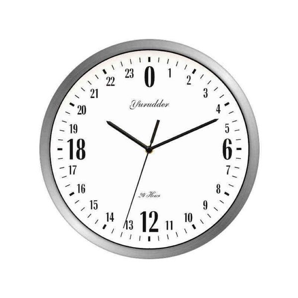 2021 Date 24 heures Cadran Design 12 pouces Horloge Cadre en métal Mode moderne Décoratif Horloge murale ronde Décoration de la maison Bar Étude H314d