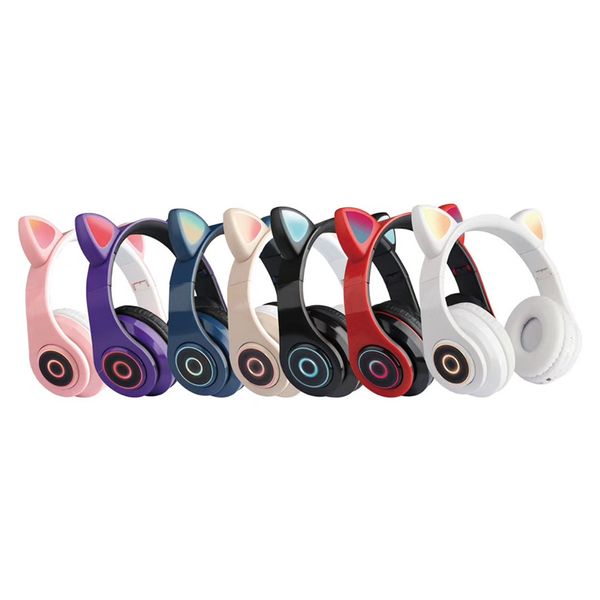 2021 el más nuevo auricular LED con orejas de gato Bluetooth 5,0, auriculares de juego iluminados, regalo para niñas, deporte inalámbrico