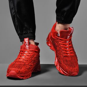 2021 plus récent transfrontalier grande taille hommes femmes chaussures à semelles épaisses couleur unie sport décontracté avant à lacets haut bout rond code de chaussure rouge W-6879