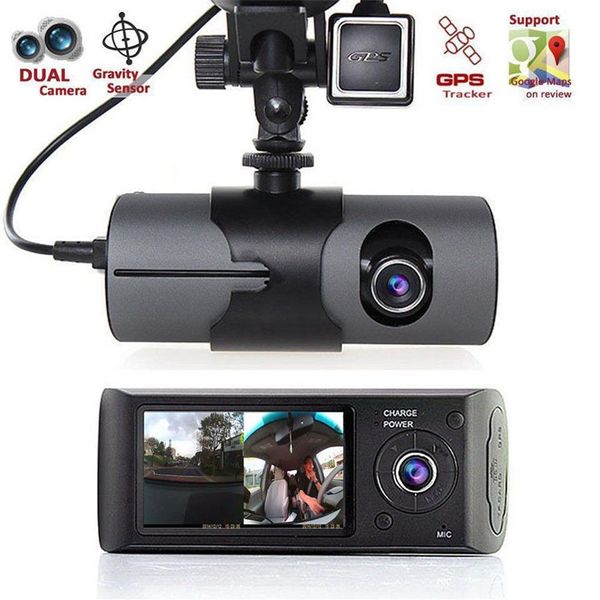 2021 El más nuevo Cámara dual Cámaras DVR para automóvil R300 GPS externo 3D G-Sensor 2 7 TFT LCD X3000 FHD 1080P Cámara Videocámara Ciclo 245m