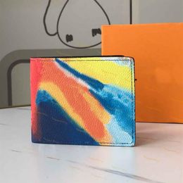 2021 Nieuwste Stlye Designer Wallet Men and Women Multicolor Short Wallets Hoge kwaliteit Vintage canvas lederen kaarthouder Fashion L282D