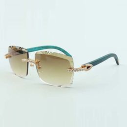 Lentes de corte gafas de sol con diamantes sin fin 3524020 patillas de madera verde azulado tamaño de gafas 58-18-135 mm