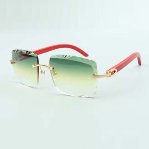 Gafas de sol con lentes de corte de alta calidad, ventas directas, las más vendidas, 3524020, patillas de madera rojas, tamaño de gafas 58-18-135 mm