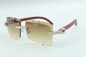 lunettes de soleil style original branches en bois 3524020, verres à verres coupants XL diamants, taille: 58-18-135 mm