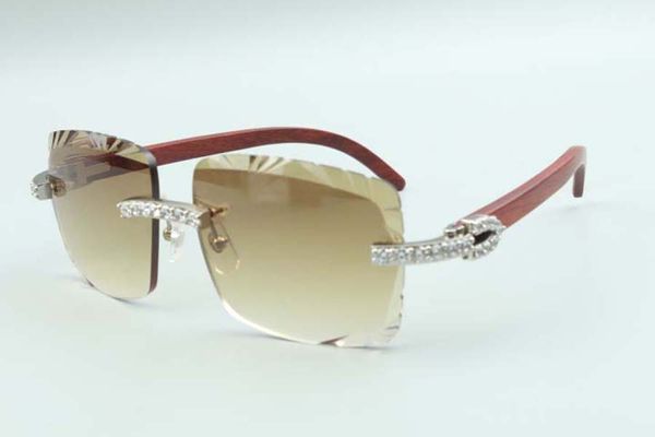 lunettes de soleil style original branches en bois 3524020, verres à verres coupants XL diamants, taille: 58-18-135 mm