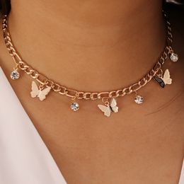 2021 Nieuwste Vrouwen Kettingen Butterfly Rhinestone Simple Necklace Vrouwelijke Creatieve Clavicle Chain N714