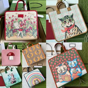 kleine bakken mode dubbele g kids meisjes designer kat priting tote handtassen vrouwen canvas mini portemonnee banaan Vierkante tas