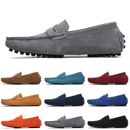 2021 chaussures en daim décontractées pour hommes sans marque noir bleu vin rouge gris orange vert marron hommes sans lacet chaussure en cuir paresseux EUR 38-45