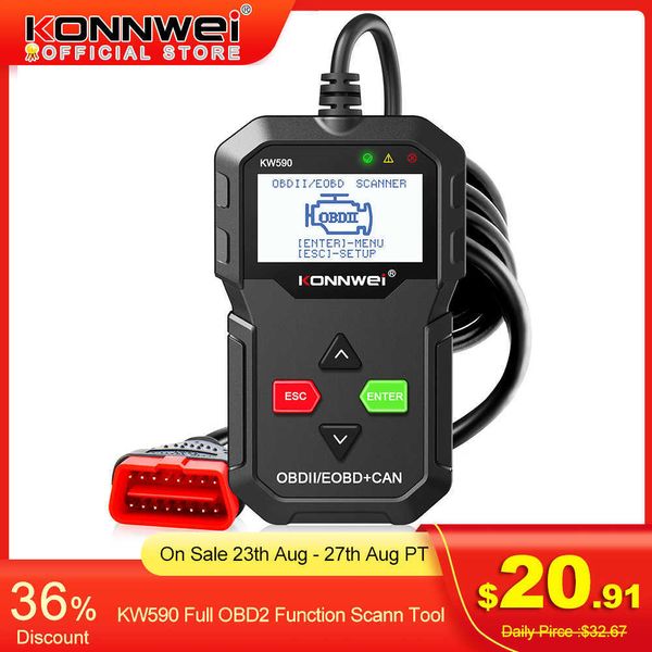 2021 OBD outil de diagnostic KONNWEI outils de diagnostic KW590 lecteur de Code de voiture automobile OBD2 Scanner prise en charge multi-marques Carslanguages nouveau