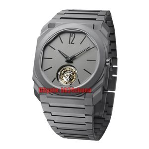 6 stijlen Hoge kwaliteit Horloges 103016 Octo Finissimo Tourbillon Miyota Automatische heren Watch Gray Dial Titanium Bracelet Gents Sports polshorloges
