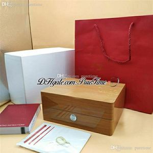 2021 OMBox Watch Boxes bevat grote Beech Wood Instructions Garantiekaart en Holder Premium Handtas Super Edition Accessoires O228S