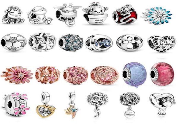 2021 Original 925 Sterling Silver Charm Bijoux Daisy Produit Rose Gold String Charms Perles Convient aux bracelets européens pour femmes Making6127628
