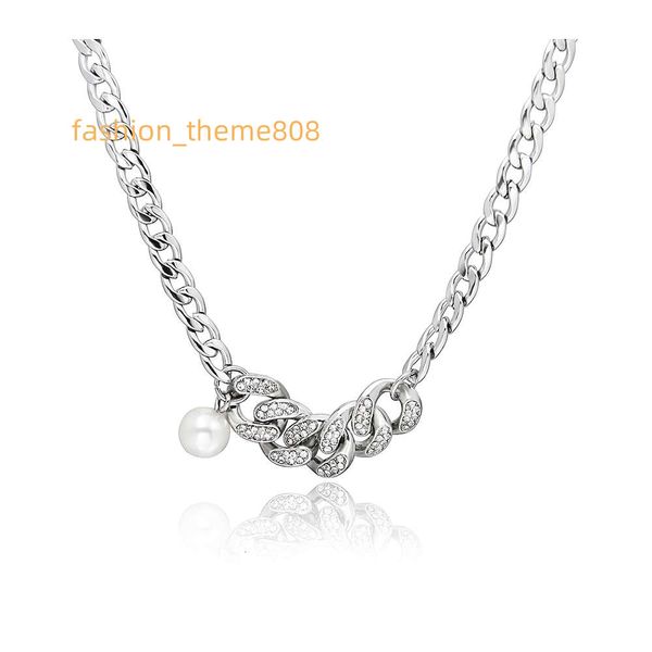 Collier original pour hommes et femmes, chaîne cubaine, épissure de perles, simple, uni, accessoires hip hop, 2023